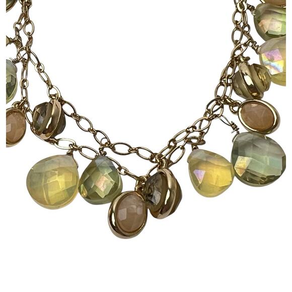 Anne Klein Bracelet Iridescent Color Beads Golden Snake Chain Slider Adjustable - Picture 2 of 10